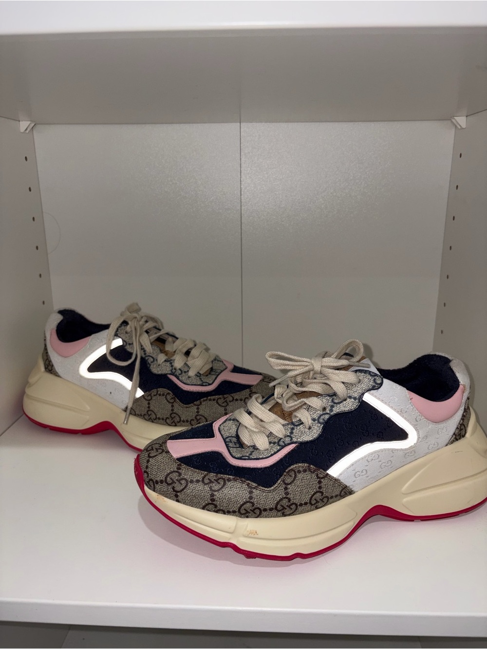 BRAND NEW! Gucci Pink & Beige GG Logo Women's Chunky Sneaker